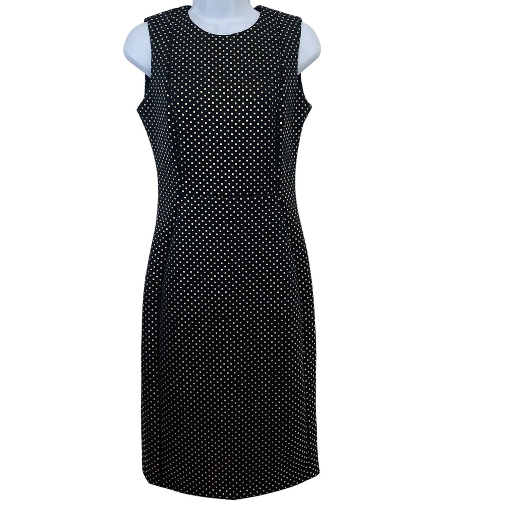 Calvin Klein Black Gold‎ Sheth Dress Sz 4 Knee Length Exposed Zipper Casual Work